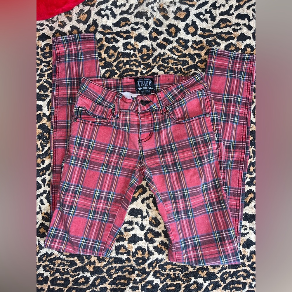 Red plaid Tripp NYC pants